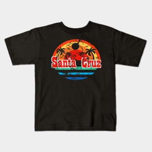 Santa Cruz Vintage Beach Sunset California Kids T-Shirt